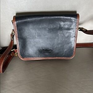 Raffaello Black and Brown Leather Crossbody Bag